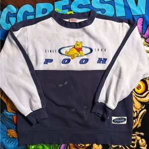 Disney Men's Crewneck Sweater - Navy and White Pooh Design